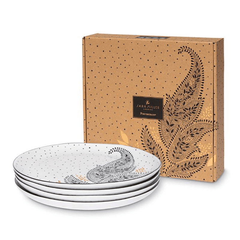 Artisanne Noir Set of 4 Dinner Plates, D27cm, Monochrome