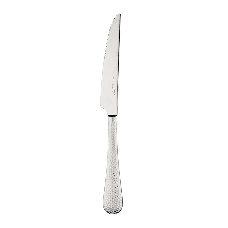Planish 12 Piece Steak Set, Hammered Satin Finish