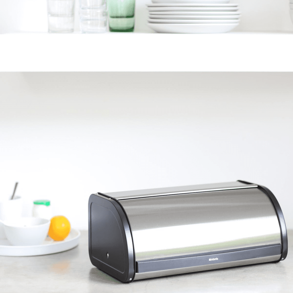 Bread bin, roll top, H17.5 x W45 x D27cm, Brilliant Steel