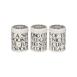 Image showing the Black Toast Set 3 Round Caddies, 11cm x 15cm, Cream / Black product.