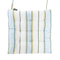 Image showing the Buff Square Seat Pad, 40 x 40cm, Blue Stripe product.