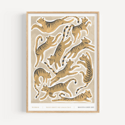 Image showing the Tigers 01 Recycled Paper Print, A3, Beige product.