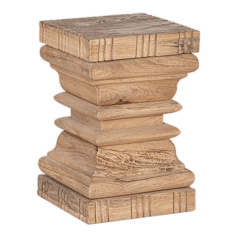 Disha Carved Mango Wood Side Table, Natural