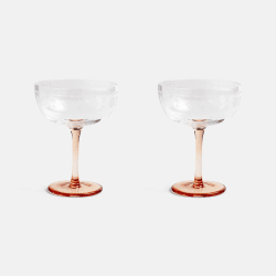 Image showing the Floral Set Of 2 Coupe Glasses, 200ml, Pink product.