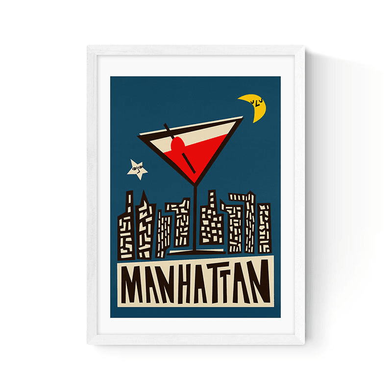 Fox and Velvet Manhattan Art Print, H44 x W32cm, Navy