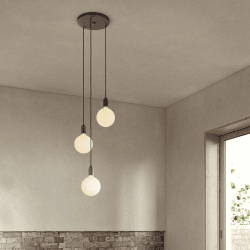 Image showing the Canopy & Sphere Bulb Triple ceiling plate & pendant set, H400 x W25cm, Black & Graphite product.