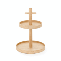 Image showing the Cookhouse Two tier fruit stand, H35.4 x Dia25.4cm, Natural Oak product.