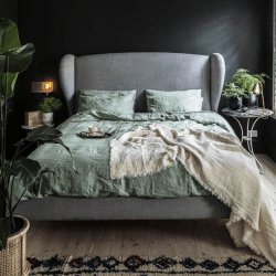 Image showing the Sage Green Linen Pair of Pillowcases, Square product.