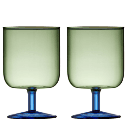 Image showing the Torino Set of 2 Wine Glasses, 300ml, Green and Blue product.