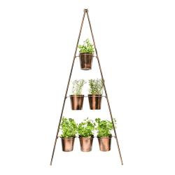 Image showing the Outdoor Wall Plant Stand with Planters, H128 x W51cm, Gold product.