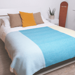 Image showing the Noon Tides Blanket, 130 x 250cm, Turquoise/Blue/Cream product.