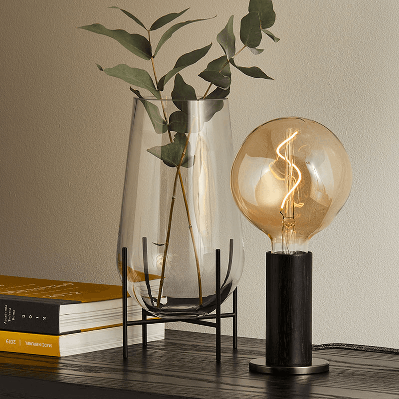 Knuckle Table Lamp with Voronoi I, Blackened Oak