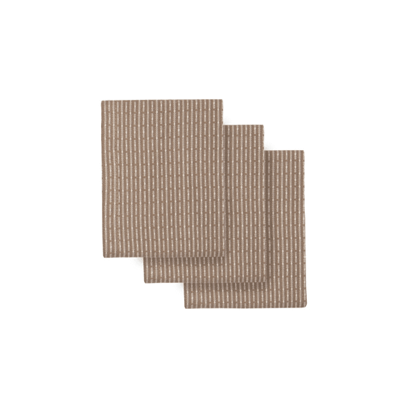 Piqué Set of 3 Kitchen Cloths, 18 x 35cm, Clay Stone