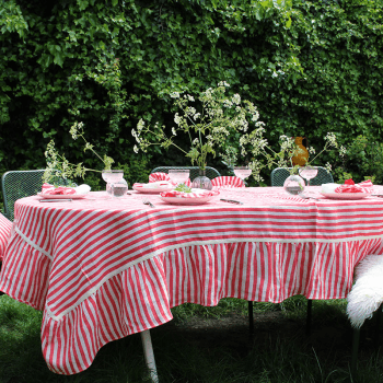 Image showing the Candy Stripe Table cloth, 240cm x 150cm, Cherry Red product.