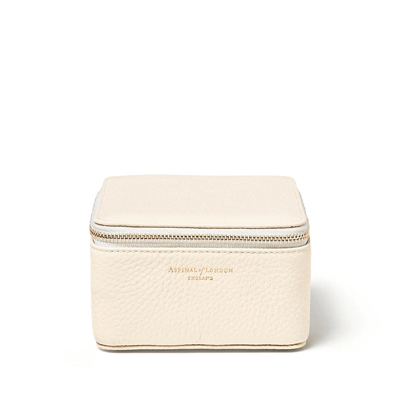 Travel Watch & Ring Box, L12 x W12cm, Ivory Pebble