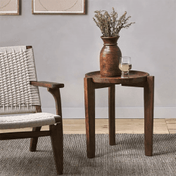 Image showing the Umar Acacia Side Table, Dark Brown product.