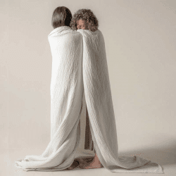 Image showing the The linen & cotton throw, 250 x 250cm, Clay product.