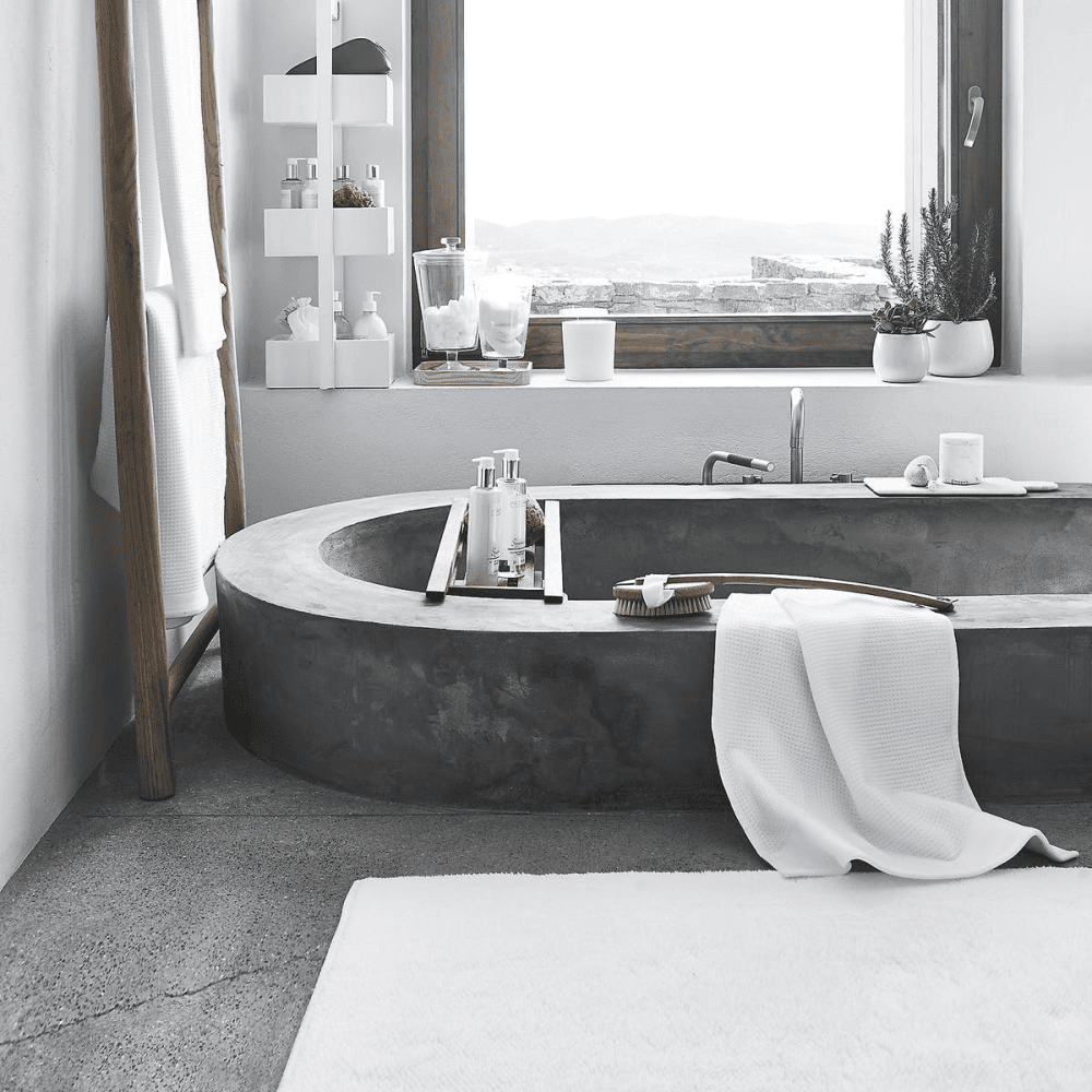 Ile de Re Bath mat, 70 x 110cm, White
