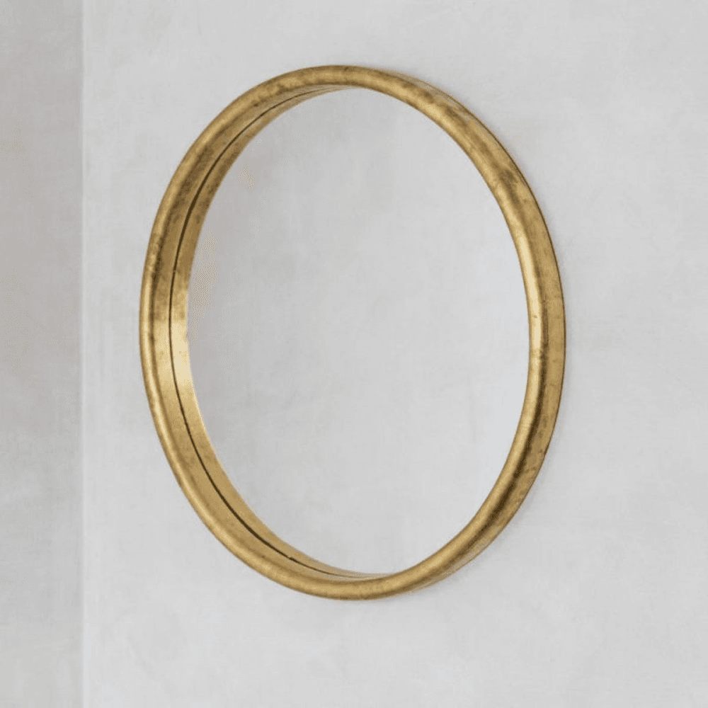 Large Round Gold Foil Mirror