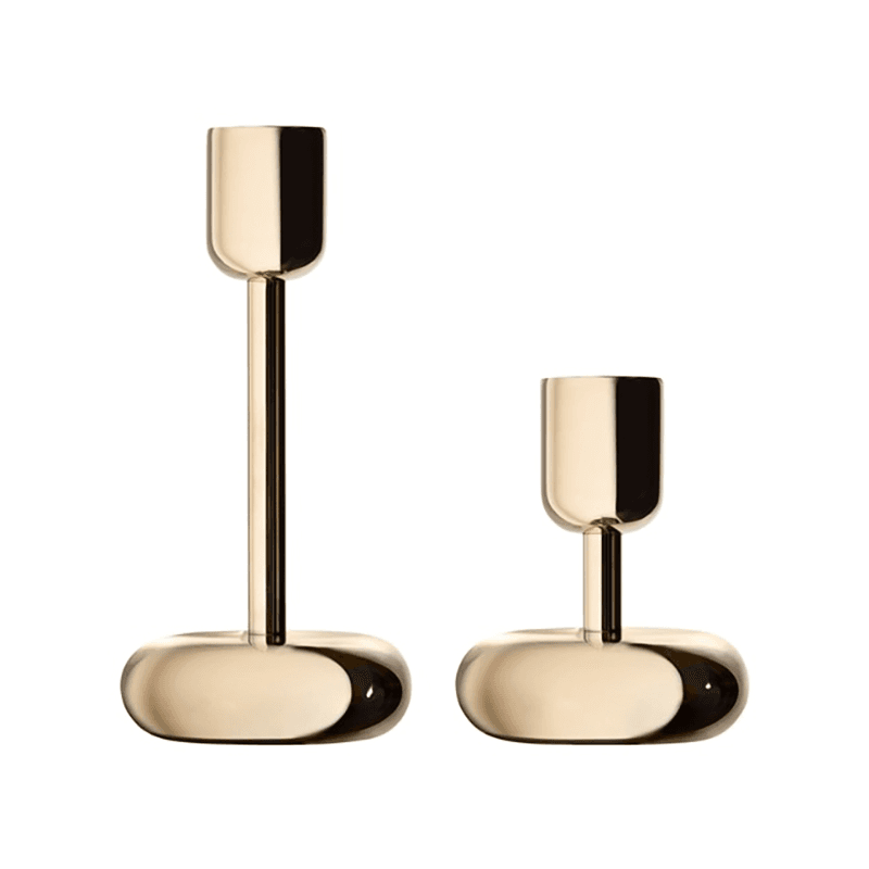 Nappula Set of 2 Candleholders, Brass