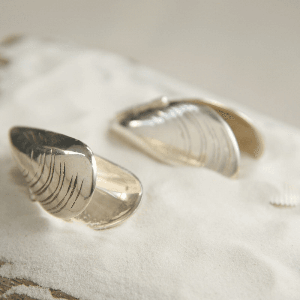 Pair of mussel eaters, 7cm, Silver Plate