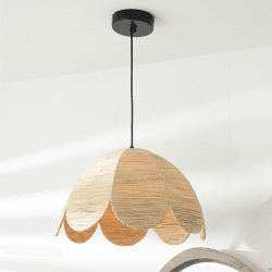 Image showing the Petal Scalloped Pendant, H118cm, Raffia product.