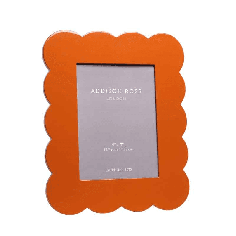 Scallop Lacquered Photo Frame, 5 x 7", Orange