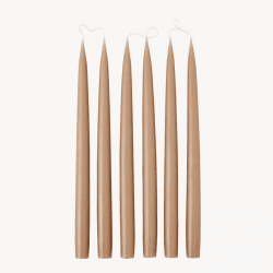 Image showing the Set of 6 Tapered Dinner Candles, H35cm, Cappuccino product.