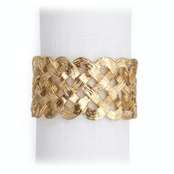 Image showing the Braid Set of 4 napkin rings, Gold product.