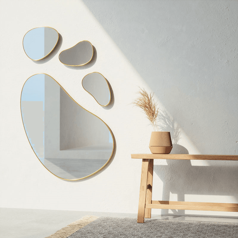 Hubba Set of 3 Mirrors, Brass