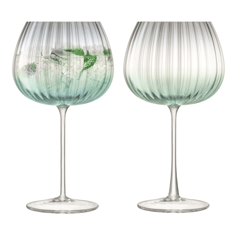 Dusk Pair of balloon goblets, H20.4 x D11.5cm, green/grey