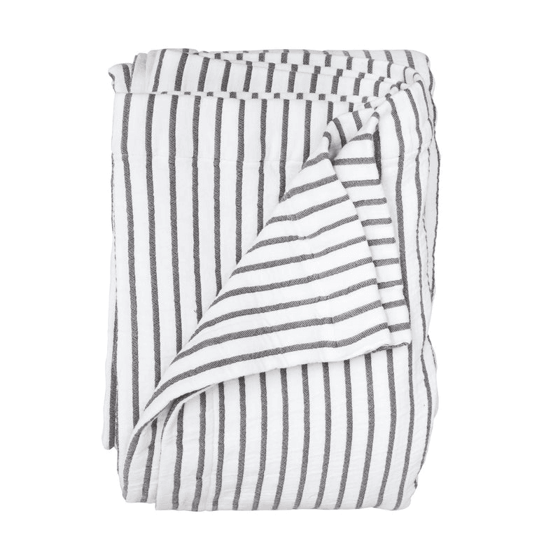 Hikari Striped Throw, 180 x 200cm, Grey & White