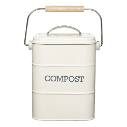 Image showing the Living Nostalgia Steel compost bin, 3 Litre, Cream product.