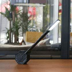 Image showing the Octagon Desk light, L8.5 x W4 x H38cm, Black Marble product.