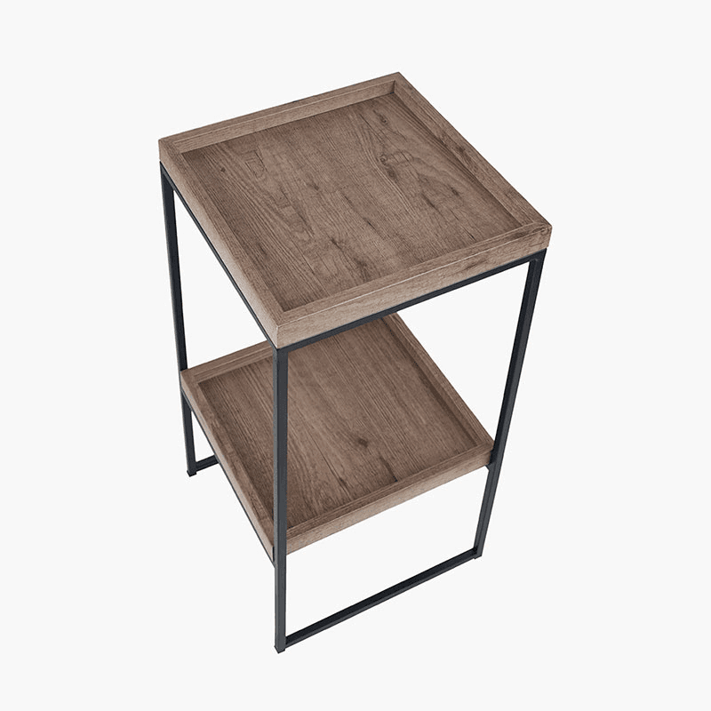 Gallery Side Table, Natural Wood Veneer and Black