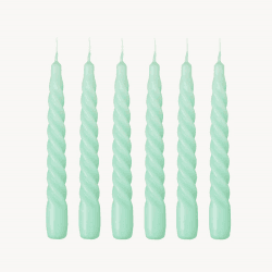 Image showing the Twist Set of 6 Dinner Candles, H20cm, Mint product.