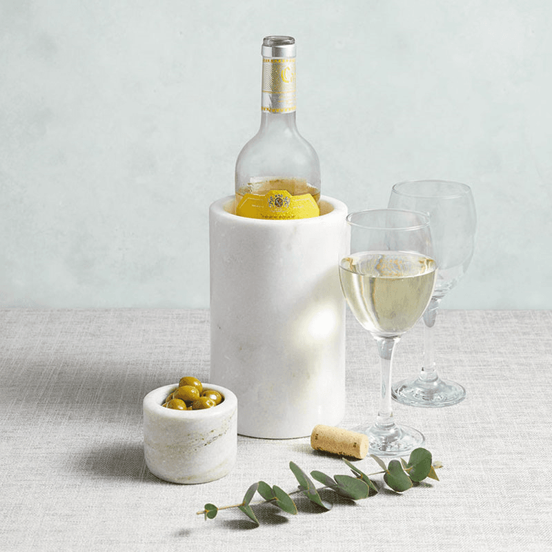 Marble Wine Cooler, H19, White