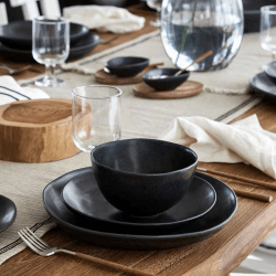 Image showing the Livia Set of 6 Salad/Dessert Plates, D22cm, Matte Black product.