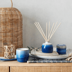 Image showing the Denby Home Fragrance Haze Candle Pot, Blue product.
