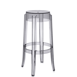Image showing the Philippe Starck 2005 Charles Ghost Stool, H75cm, Smoke Grey product.