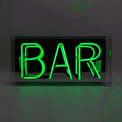 Image showing the Neon Box Bar Glass Sign, H38 x W19cm, Green product.