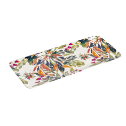 Image showing the Mediterranean Garden Melamine Rectangle Tray, D45cm, Green/Pink product.