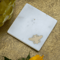 Image showing the Bee Set of 4 Coasters, L10cm x W10cm, White product.