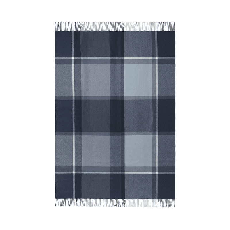 Manhattan Plaid Throw, H200cm x W130cm, Dark Blue/Asphalt