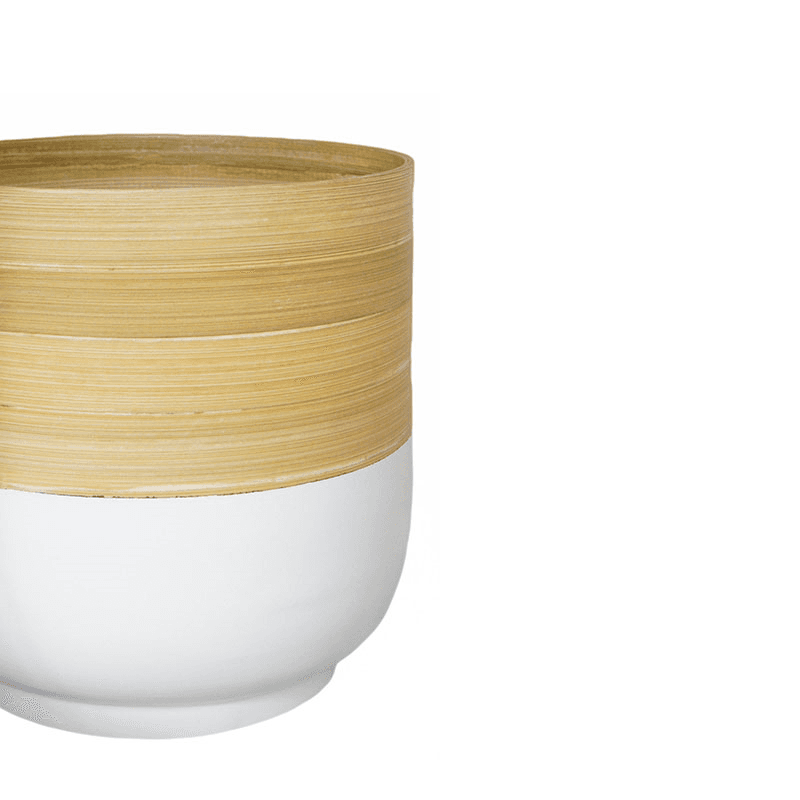 Bamboo Planter, H20 x W28 x D28cm, White