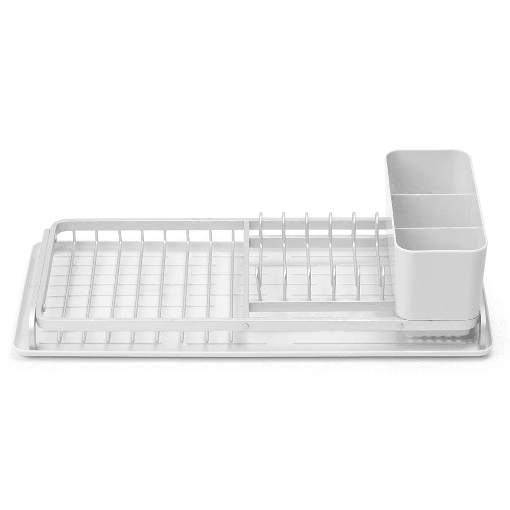 Compact Dish drying rack, H12.5 x W20 x D46cm, Light Grey