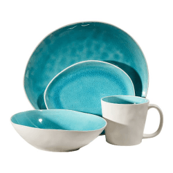 Image showing the Vie Naturelle 16 Piece Dinner Set, Turquoise product.