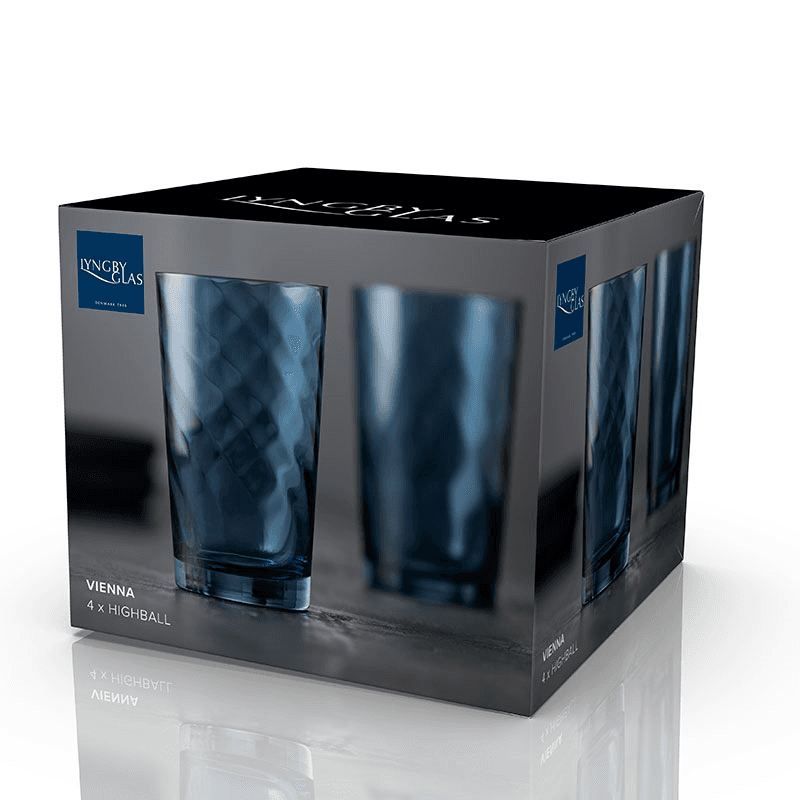 Vienna Set of 4 Highball Glasses, 450ml, Blue
