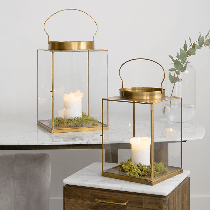 Metal Lantern, H26cm, Antique Brass