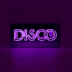 Image showing the Neon Box Disco Glass Sign, H38 x W19cm, Purple product.